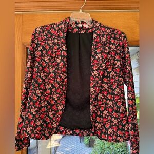 Floral Black and Red Women's Jacket